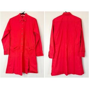 Vintage 1960s Red Sears Drop Waist Dress Dagger Collar Retro 60s Medium
